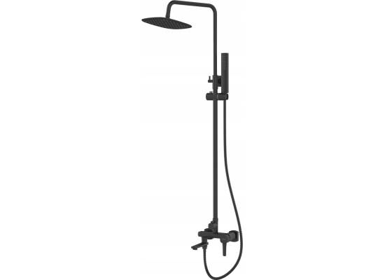 Bateria prysznicowo-wannowa z deszczownicą INVENA GLAMOUR AU-05-B04-V czarny mat