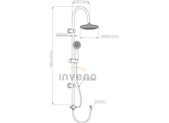 Zestaw natryskowy z deszczownicą INVENA EGINA AU-13-001-C szary + chrom