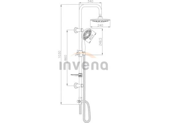Zestaw natryskowy z deszczownicą INVENA SOCHO AU-59-001-C chrom