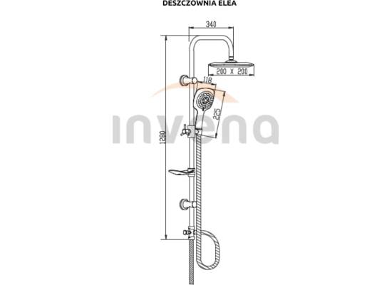 Zestaw natryskowy z deszczownicą INVENA ELEA AU-82-001-M chrom