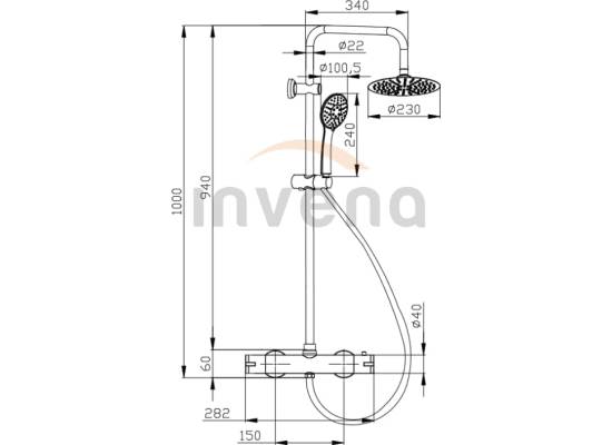 Bateria termostatyczna prysznicowa z deszczownicą INVENA MUSTA AU-84-001-X chrom