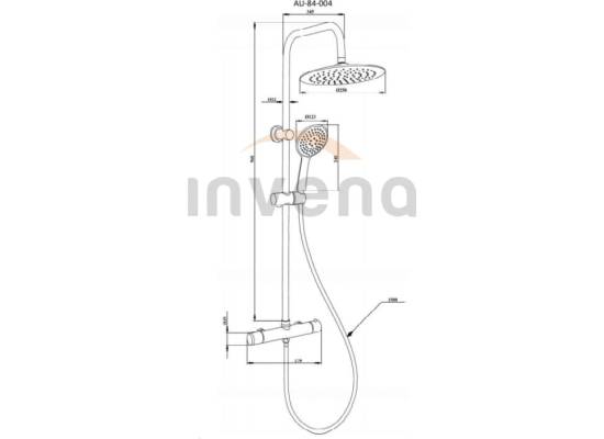 Bateria termostatyczna prysznicowa z deszczownicą INVENA MUSTA AU-84-004-X czarny mat