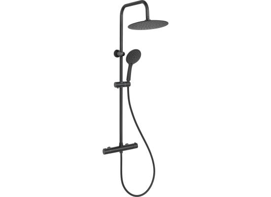Bateria termostatyczna prysznicowa z deszczownicą INVENA MUSTA AU-84-004-X czarny mat