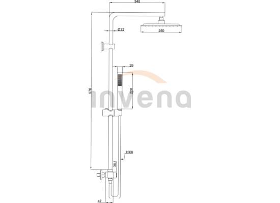 Bateria termostatyczna prysznicowa z deszczownicą INVENA SVART AU-85-001-X chrom
