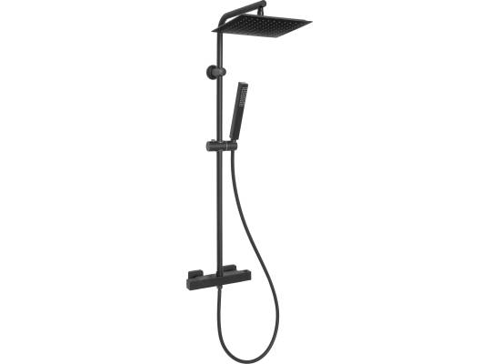 Bateria termostatyczna prysznicowa z deszczownicą INVENA SVART AU-85-004-X czarny mat