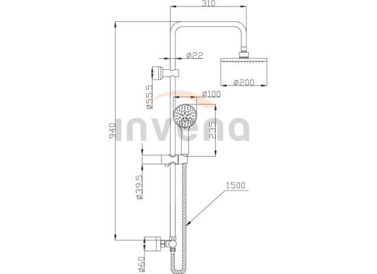 Bateria termostatyczna prysznicowa z deszczownicą INVENA ESLA AU-94-D01-C chrom