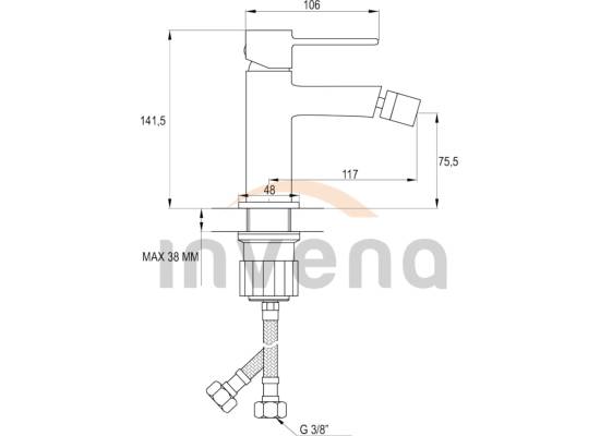 Bateria bidetowa INVENA GLAMOUR BB-02-004-V czarny mat