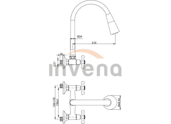 Bateria INVENA ROMA BC-24-E4S-L czarny mat + chrom