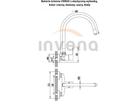 Bateria INVENA VERSO BC-82-E5S-L szary + chrom