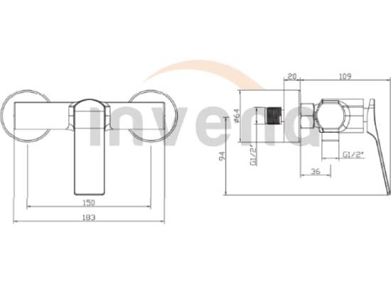 Bateria prysznicowa INVENA NERI BN-01-001-L chrom