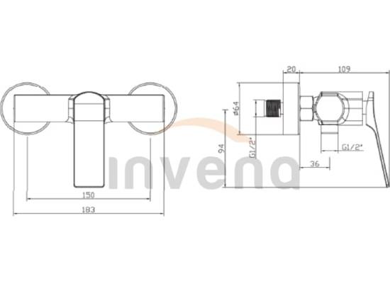 Bateria prysznicowa INVENA NERI BN-01-004-L czarny mat