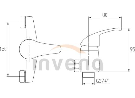 Bateria prysznicowa INVENA MITRIS BN-79-001-X chrom