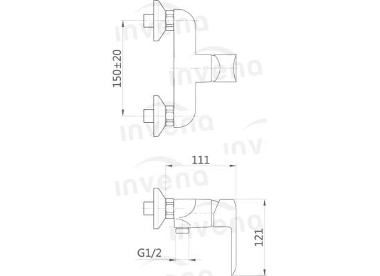 Bateria prysznicowa INVENA SIROS BN-90-004-A czarny mat