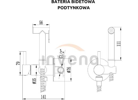 Bateria bidetowa podtynkowa INVENA GLAMOUR BP-00-B09-L złoty