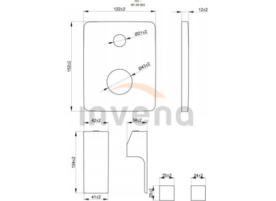 Bateria podtynkowa z przełącznikiem INVENA NYKS BP-28-002-A chrom (2-funkcyjna)