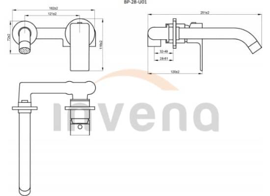 Bateria umywalkowa podtynkowa INVENA NYKS BP-28-U01-A chrom