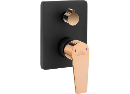 Bateria podtynkowa z przełącznikiem INVENA MIDNIGHT BP-35-002-V czarny mat + gold rose (miedź) (2-funkcyjna)