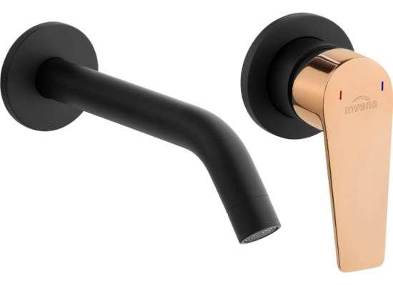 Bateria umywalkowa podtynkowa INVENA MIDNIGHT BP-35-U14-V czarny mat + gold rose (miedź)