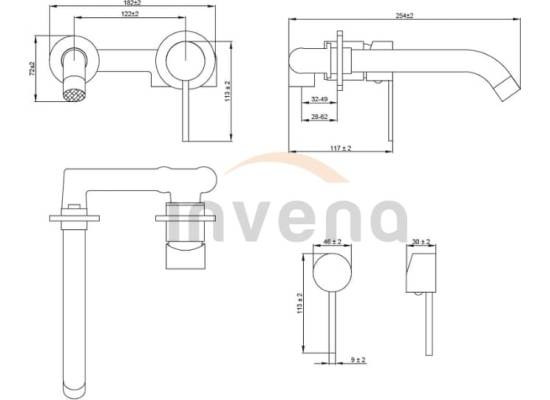 Bateria umywalkowa podtynkowa INVENA DAFNI BP-88-U04-A czarny mat