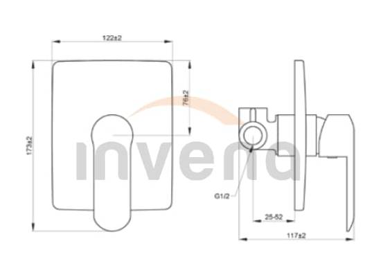 Bateria podtynkowa bez przełącznika INVENA SIROS BP-90-4K1-A czarny mat (1-funkcyjna)