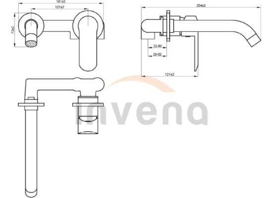 Bateria umywalkowa podtynkowa INVENA SIROS BP-90-U04-A czarny mat