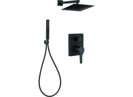 Bateria podtynkowa prysznicowa z deszczownicą INVENA GLAMOUR BS-02-0K4-V czarny mat