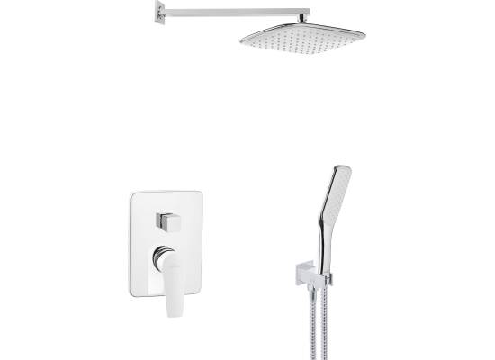 Bateria podtynkowa prysznicowa z deszczownicą INVENA DOKOS BS-19-BK2-A biały + chrom