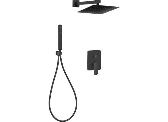 Bateria podtynkowa prysznicowa z deszczownicą INVENA SIROS BS-90-010-A czarny mat