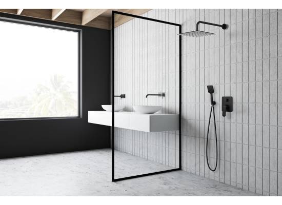 Bateria podtynkowa prysznicowa z deszczownicą INVENA SIROS BS-90-011-A czarny mat