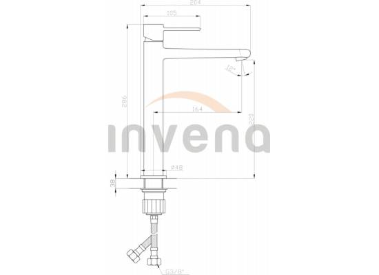 Bateria umywalkowa wysoka INVENA GLAMOUR BU-02-W04-V czarny mat