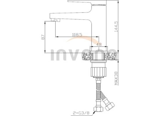 Bateria umywalkowa INVENA MIDNIGHT BU-35-014-V czarny mat + gold rose (miedź)