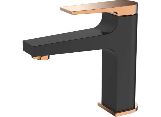 Bateria umywalkowa INVENA MIDNIGHT BU-35-014-V czarny mat + gold rose (miedź)