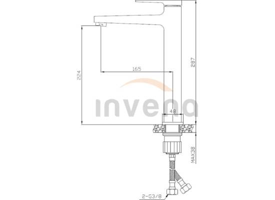 Bateria umywalkowa wysoka INVENA MIDNIGHT BU-35-W14-V czarny mat + gold rose (miedź)