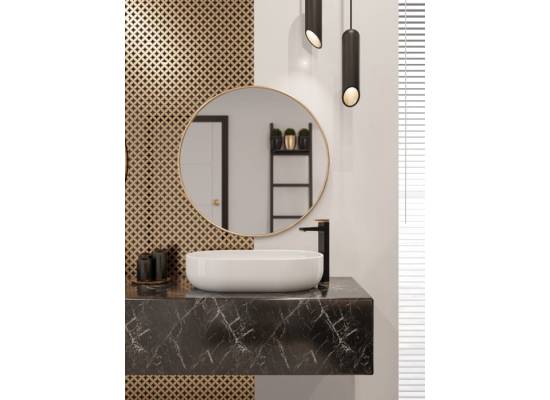 Bateria umywalkowa wysoka INVENA MIDNIGHT BU-35-W14-V czarny mat + gold rose (miedź)