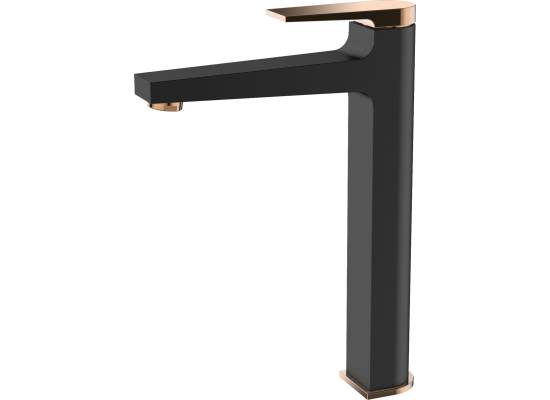 Bateria umywalkowa wysoka INVENA MIDNIGHT BU-35-W14-V czarny mat + gold rose (miedź)