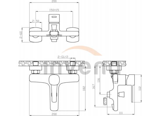 Bateria wannowa INVENA GLAMOUR BW-02-001-V chrom