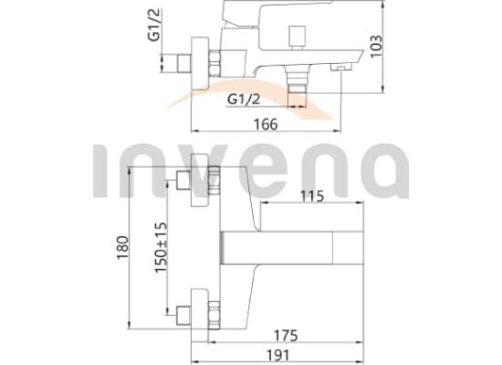 Bateria wannowa INVENA PAROS BW-09-004-A czarny mat