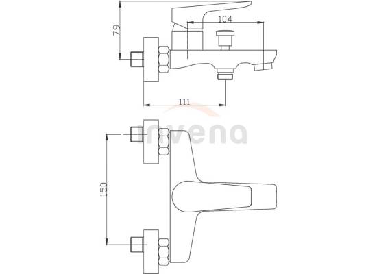 Bateria wannowa INVENA DOKOS BW-19-001-V chrom