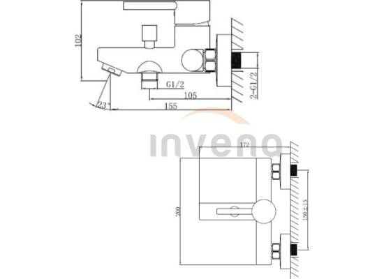 Bateria wannowa INVENA DOKOS BW-19-002-V biały + chrom
