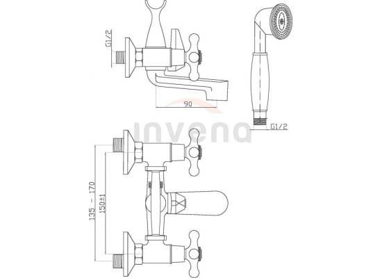 Bateria wannowa INVENA ROMA BW-21-00S-L chrom