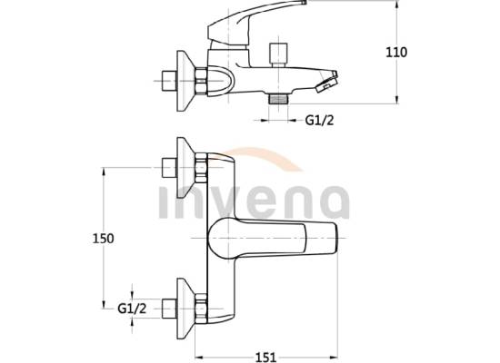 Bateria wannowa INVENA MALTA BW-27-001-A chrom