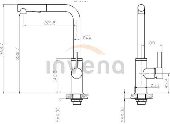 Bateria INVENA PRETO BZ-48-W04-L czarny mat