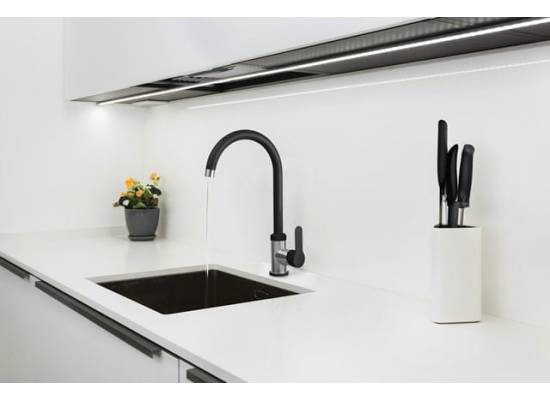 Bateria INVENA IRON BZ-53-L04-L czarny mat + inox (stal szczotkowana)