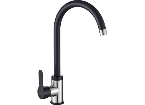 Bateria INVENA IRON BZ-53-L04-L czarny mat + inox (stal szczotkowana)