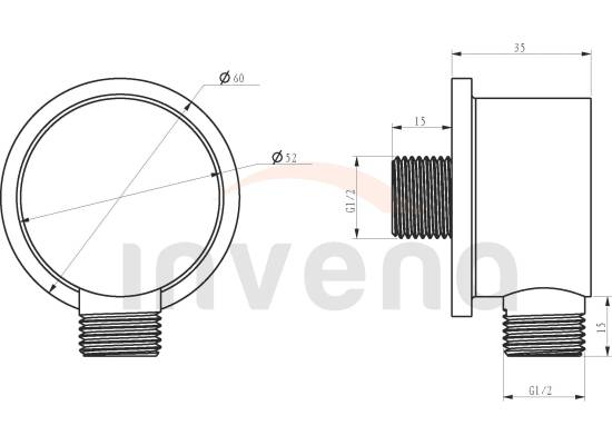 Przyłącze kątowe INVENA SC-B1-010-H chrom