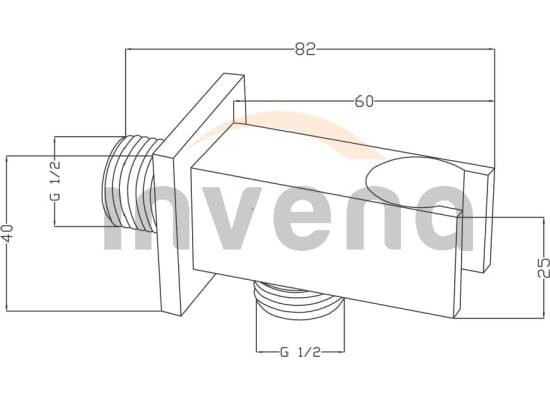 Przyłącze kątowe z uchwytem na słuchwkę INVENA SC-P1-033-O chrom
