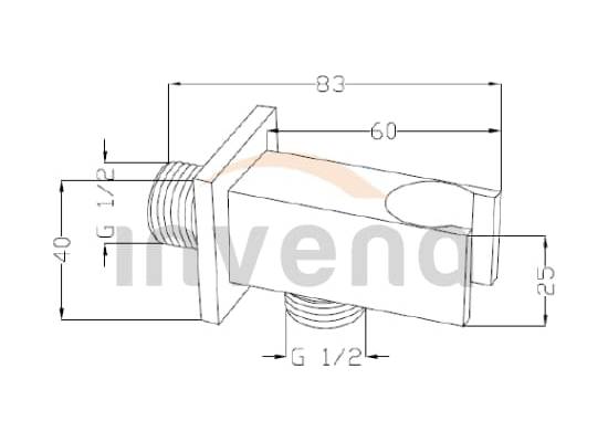 Przyłącze kątowe z uchwytem na słuchwkę INVENA SC-P1-041-P czarny mat