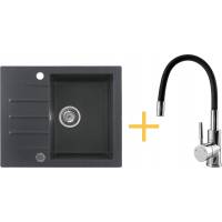 _RABAT %_|_wysyłka 24H*_ | Zestaw KERNAU | zlew KGS A 4560 1B1D black metallic + bateria KWT 29 ELASTIC black