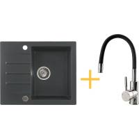 Zestaw KERNAU | zlew KGS A 4560 1B1D graphite + bateria KWT 29 ELASTIC black