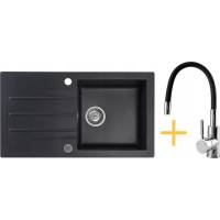_RABAT %_|_wysyłka 24H*_ | Zestaw KERNAU | zlew KGS A 50 1B1D black metallic + bateria KWT 29 ELASTIC Black